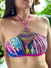 Load image into Gallery viewer, Bali β Hand beaded crop bikini featuring vibrant colors and exquisite embroidery, perfect for versatile styling.