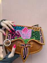 Load image into Gallery viewer, Handmade Honey Leather Carriel  Bag with Mola