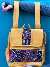Load image into Gallery viewer, Handcrafted Yellow Leather Rucksack with Mola Applique