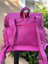 Load image into Gallery viewer, Handcrafted Fuchsia Leather Rucksack with Mola Applique