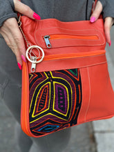 Load image into Gallery viewer, Handcrafted Burnt Orange Leather Handbag with Mola