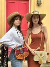 Load image into Gallery viewer, Handmade Honey Leather Carriel  Bag with Mola