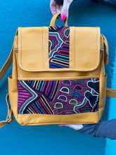 Load image into Gallery viewer, Handcrafted Yellow Leather Rucksack with Mola Applique