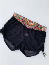 Load image into Gallery viewer, Macedonia Cover-Up shorts with colorful embroidered waistband, perfect for stylish beach outings.
