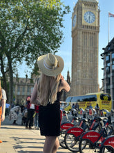 Charger l'image dans la galerie, Person wearing a stylish straw hat in front of Big Ben, capturing a sunny day in London.