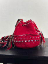 Load image into Gallery viewer, Small embellished red Wayuu bag