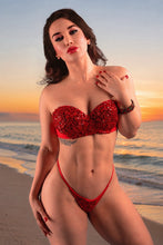 Load image into Gallery viewer, 𝐑𝐨𝐬𝐚 – Luxury Red Hand-Beaded Bikini