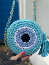 Load image into Gallery viewer, Greek Eye crochet T-shirt yarn Bag