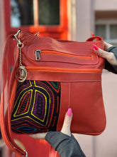 Load image into Gallery viewer, Burnt Orange Crossbody Mola and Leather Bag