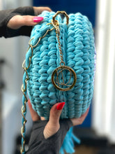 Cargar imagen en el visor de la galería, Greek Eye crochet T-shirt yarn Bag