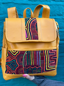 Yellow Mola and Leather Rucksack