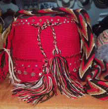 Load image into Gallery viewer, Small embellished red Wayuu bag - Kate Diaz 